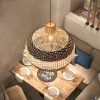 Adjustable Pendant Light Fixture Wicker Bamboo Rattan Lampshade