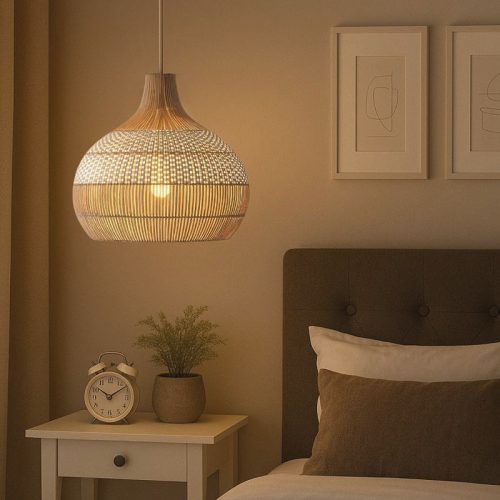 Bedroom White Rattan Pendant Light