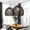 Black Rattan Lampshade, rattan Pendant Light
