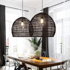 Black Rattan Lampshade, rattan Pendant Light