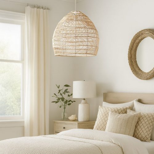 Cage Rattan Pendant Light Bedroom
