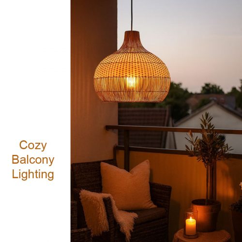 Cozy Balcony Lighting White Rattan Pendant