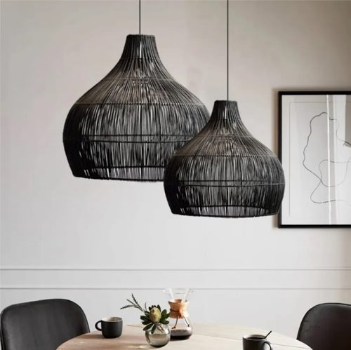 Dining Room Black Rattan Pendant Light
