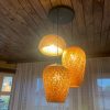 Combo 3 Hanging Pendant Light, Bamboo Lampshade Kitchen Light