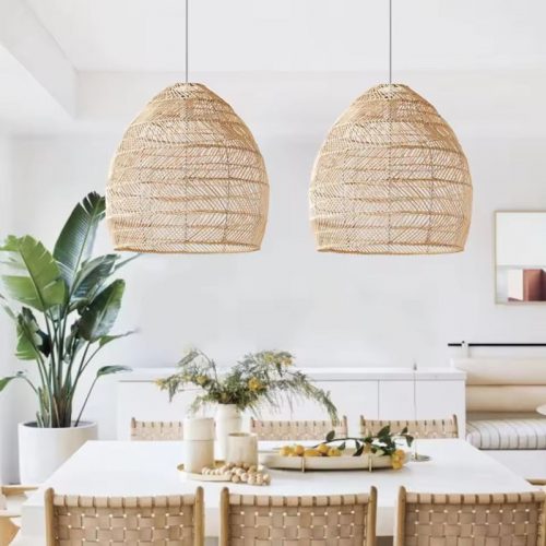 Hanging Rattan Pendant Light Cage Dining Room