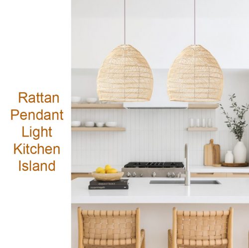 Hanging Rattan Pendant Light Cage Kitchen Island