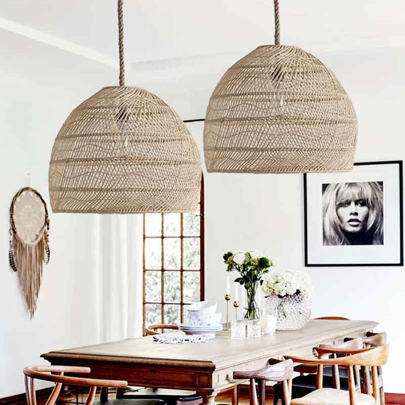 High Quality Wicker Rattan Cage Pendant Light Fixtures