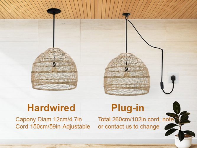 High Quality Rattan Pendant Light Cord Options
