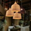 Rattan Basket Pendant Light Coffee Shop Restaurant Beige Black