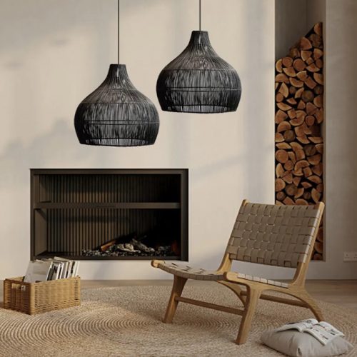 Living Room Black Rattan Light