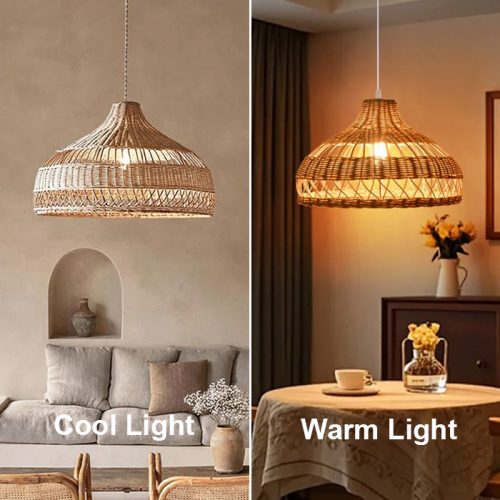 Radiant Rattan Pendant Lighting Effect