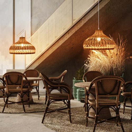 Radiant Rattan Pendant Lights Coffee Shop