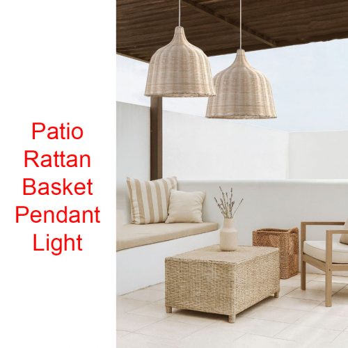 Rattan Basket Pendant Light Outdoor Patio