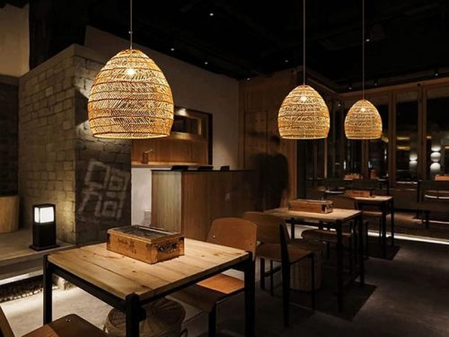 Rattan Cage Pendant Light Coffee Shop Restaurant