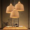 Rattan Basket Pendant Light Beige Black Kitchen Restaurant