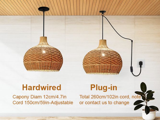 Rattan Pendant Light Fixture With Many Color