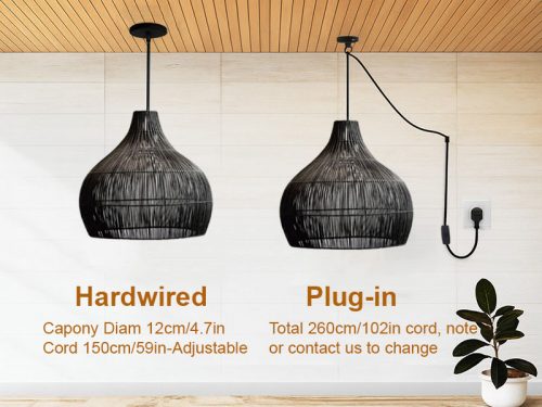 Simple Rattan Pendant Light Cord Options
