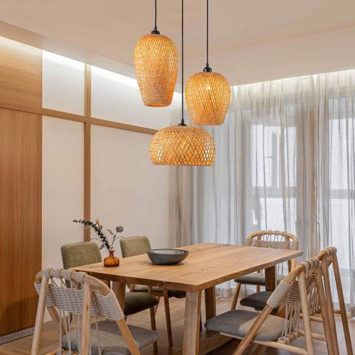 Small Bamboo Cluster Pendant Light Dining Room