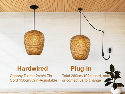 Small Bamboo Cluster Pendant Light Hanging Options