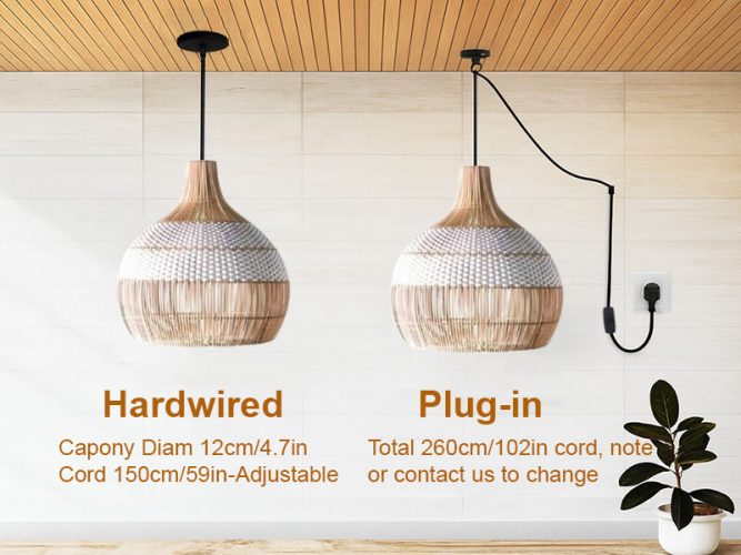 White Rattan Pendant Light Ceiling And Hanging Option