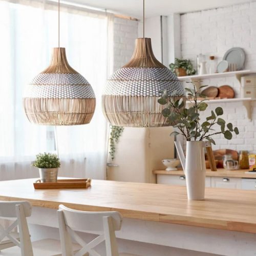White Rattan Pendant Light For Dining Room