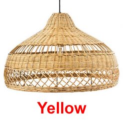 Wicker Rattan Lamp Yellow