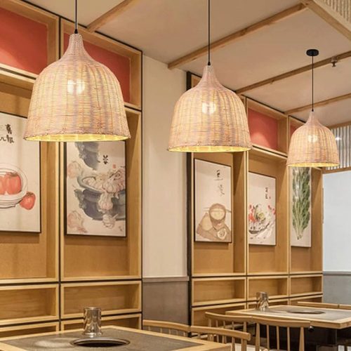 Wicker Rattan Pendant Light Restaurant