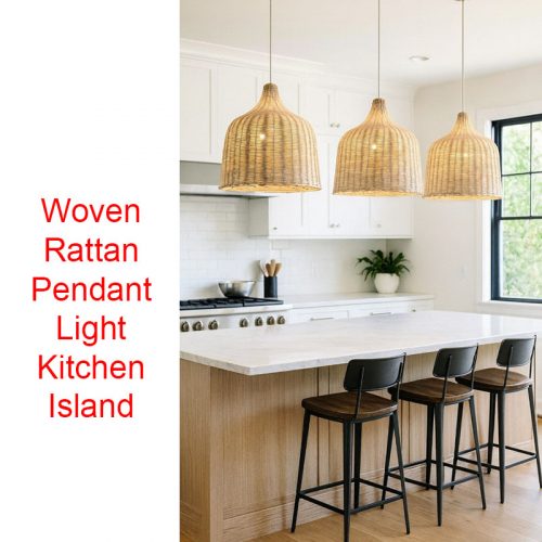 Woven Rattan Basket Pendant Light Kitchen Island