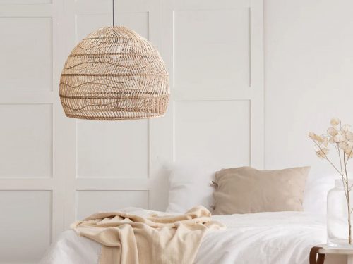 Bedroom Rattan Pendant Light Cage