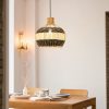 black and white rattan light fixture