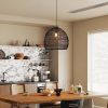 black rattan pendant light fixture coffee lampshade