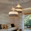 black white rattan light fixture, rattan lamp shade kitchen dining room light