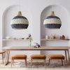 blue rattan pendant light, blue lamp, blue light fixture