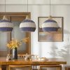 blue rattan pendant light, blue lamp, blue light fixture