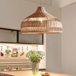 dining room table light fixtures, wicker rattan lampshade