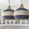 light blue pendant light, white and blue lampshade kitchen islan