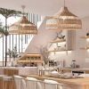 rattan pendant lampshade wicker lamp kitchen