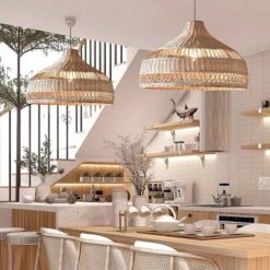 rattan pendant lampshade wicker lamp kitchen