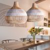 White Rattan Pendant Light Fixture Woven Rattan Lamp Shade