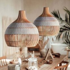 white kitchen rattan lampshade wicker light fixture hanging lampshade
