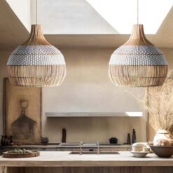 kitchen rattan lampshade wicker light fixture hanging lampshade