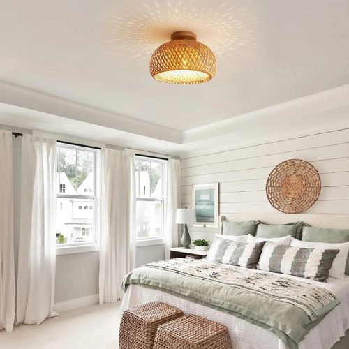Bamboo Semi Flush Light Ceiling Bedroom