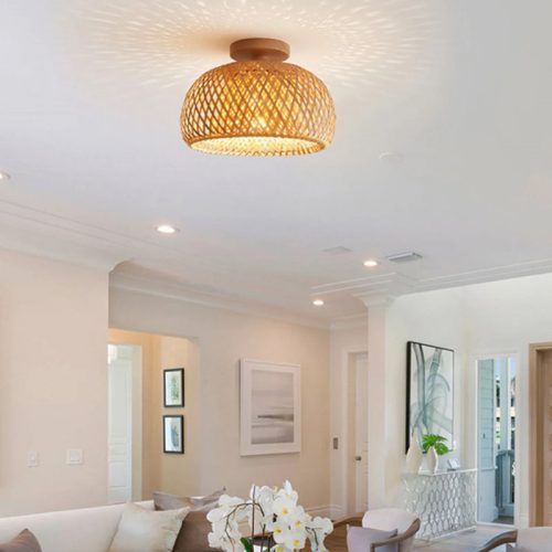 Bamboo Semi Flush Light Ceiling Living Room