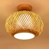 Bamboo Semi Flush Mount Light Low Ceiling Balcony Hallway
