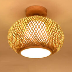 Bamboo Semi Flush Mount Light Low Ceiling Balcony Hallway