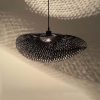 Black Wicker Bird Nest Pendant Light Woven Bamboo Lamp Shade