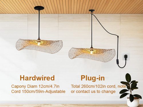 Creative Bamboo Pendant Light Hanging Cord Options