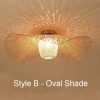 Creative Lotus Bamboo Flush Ceiling Light Oval