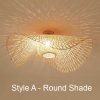Creative Lotus Bamboo Flush Ceiling Light Round