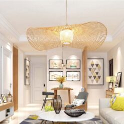 Creative Lotus Bamboo Pendant Light Fixture Hanging Lampshades